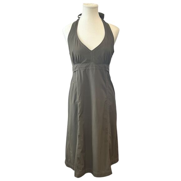Athleta Pack Everywhere Halter Army Green Dress Women's Size 8 Athleisure Travel - Picture 1 of 6